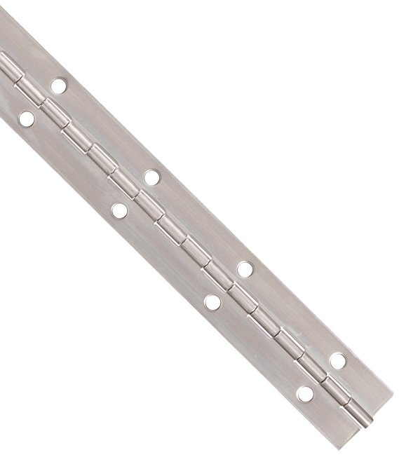 Stainless Steel 304 Continuous Hinge with Hole, Bright Annealed Finish, 0.04" Leaf Thickness, 1-1/2" Open Width, 5/64" Pin Diameter, 1/2" Knuckle Length, 3' Long (Pack of 1)