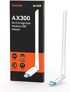 Tenda AX300 Wi-Fi 6 Entry Level Only 2.4GHz Wi-Fi Dongle – High Gain Antenna AP Mode Easy Setup USB Adapter for PC, Desktop and Laptop – Plug & Play – Supports Windows7/10/11/Linux3.1 /UOS (U2)