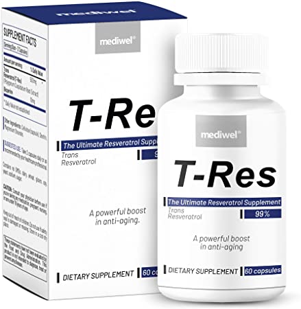 T-Res - Highly Bioactive Resveratrol - Ultra Pure 99% Trans-Resveratrol - Activate Critical Genes for Longevity & Health - Enhanced Bioavailability & Sirtuin Activation Over Standard Resveratrol