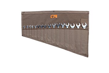 Bull Tools BT 1707 Washed Cinnamon Brown 16 Pocket Wrench Roll of 100% Dyed 15 Oz Cotton canvas (Cinnamon Brown Washed)