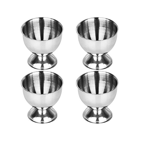 SODIAL Egg Cup,Egg Tray Stainless Steel Soft Boiled Egg Cups Holder Stand Dishwasher Safe (4 Packs)