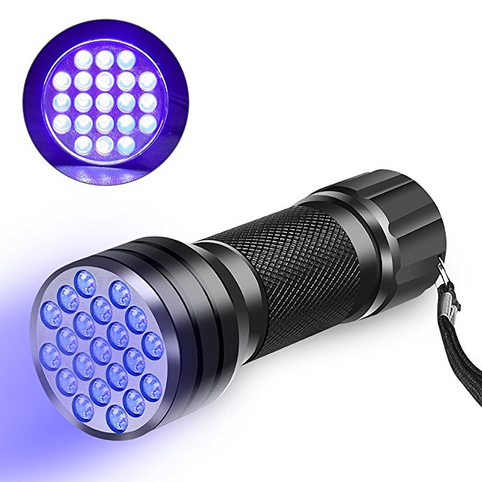 UV Flashlight Blacklight, BEBONCOOL 21 LED 395 nM Ultraviolet Led Flashlight, UV Black Light Flashlight, Pets Urine and Stains Detector, Spot Scorpions / Insects / Hunting fish / Bed Bug