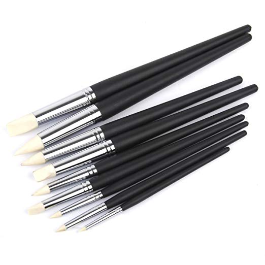NUOLUX Soft Clay Color Shaper Tips Sculpting Painting Tools - 9pcs (Black)
