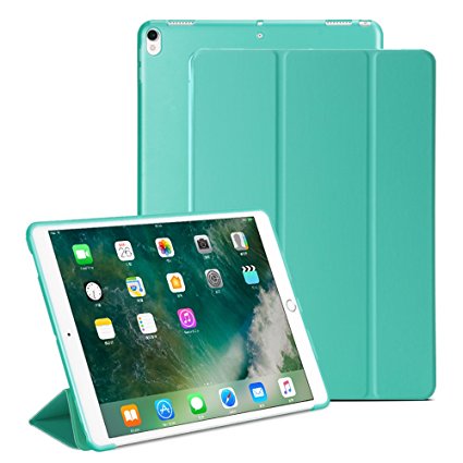 iPad Pro 10.5 Case, XULIS Lightweight Smart Case, PU Leather Front and Translucent Soft TPU Back With Tri-Fold Stand and Magnetic Auto Sleep/ Wake Function for iPad Pro 10.5 2017 Release（Mint green）
