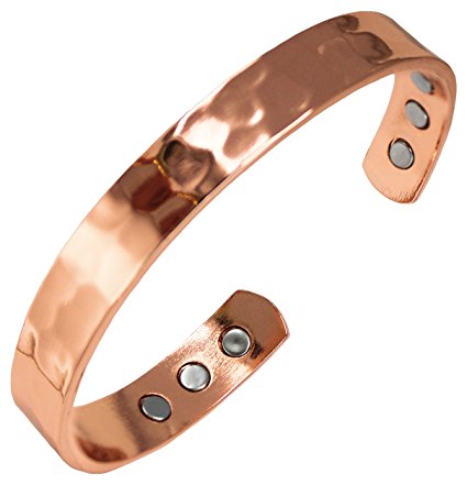 Earth Therapy Hammered Pure Copper Magnetic Bracelet for Arthritis Pain Relief, Carpal Tunnel, and RSI