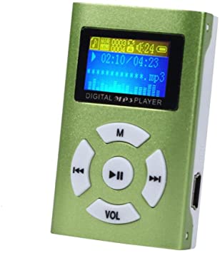 MP3 Player, Yoyorule USB Mini MP3 Player LCD Screen Support 32GB Micro SD TF Card Green