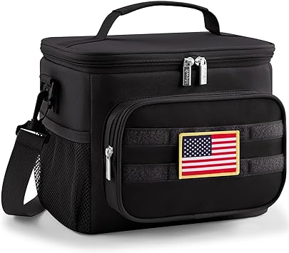 Lifewit Tactical Lunch Box for Men, Insulated Lunch Bag Adult, Heavy Duty Large Lunch Soft Leakproof Cooler Bag for Women with Adjustable Shoulder Strap for Work Camping Fishing, 9L 12Can, Black