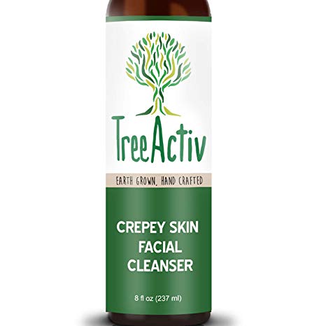 TreeActiv Crepey Skin Facial Cleanser | Anti-Aging Face Wash Treatment | Treats Crinkly, Dry, Crepe Skin | Reduces Wrinkles and Fine Lines | Boosts Collagen Production & Revitalizes Skin | 8 oz