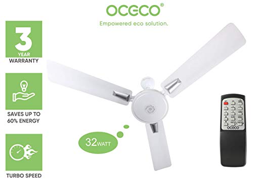 OCECO Smart E1 Energy Saving bldc Fans Ceiling 1200MM with Remote Control and BLDC Motor (Wattage:32W, Color:White)