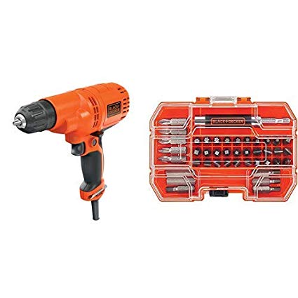 BLACK DECKER DR260C 5.5 Amp 3/8'' Drill/Driver. with BLACK DECKER BDA42SD 42-Piece Standard Screwdriver Bit Set