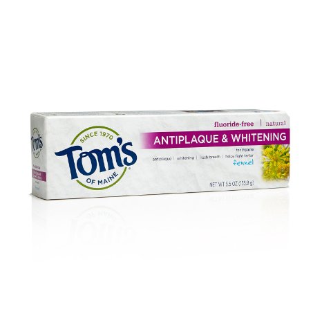 Toms of Maine Tartar Control and Whitening Fluoride-Free Toothpaste Fennel 55 oz 2 Count