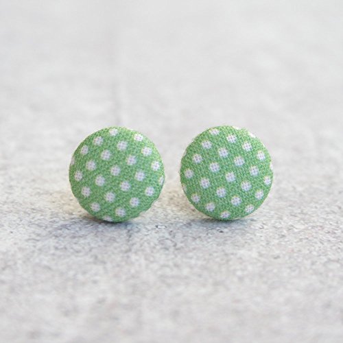 Lawn Dots Fabric Button Earrings