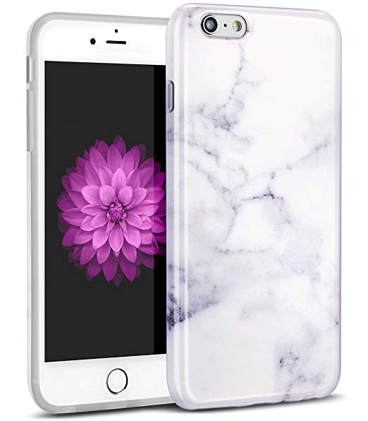 WORLDMOM iPhone 6S Plus Case, iPhone 6 Plus Case, Slim Marble Design Soft TPU Rubber Anti-Scratch Shockproof Bumper Flexible Soft TPU Protective Cover Case for Apple iPhone 6 Plus/6S Plus, White&Blue