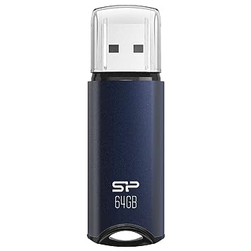 SP Silicon Power 64GB USB 3.0 Flash Drive, Aluminum Casing Built-in Strap Hole, USB 3.2 Gen 1 USB 2.0 Thumb Drive Pen Drive Memory Stick, Navy Blue, Marvel M02 Series