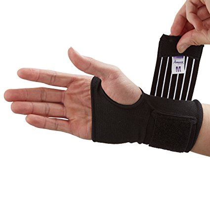 Actesso Elastic Wrist Support With Strap (Black or Beige) (S, Black)- Ideal for Sprains, Injury or Sports Use with no metal bar - Provides excellent support without inhibiting the wrists flexibility