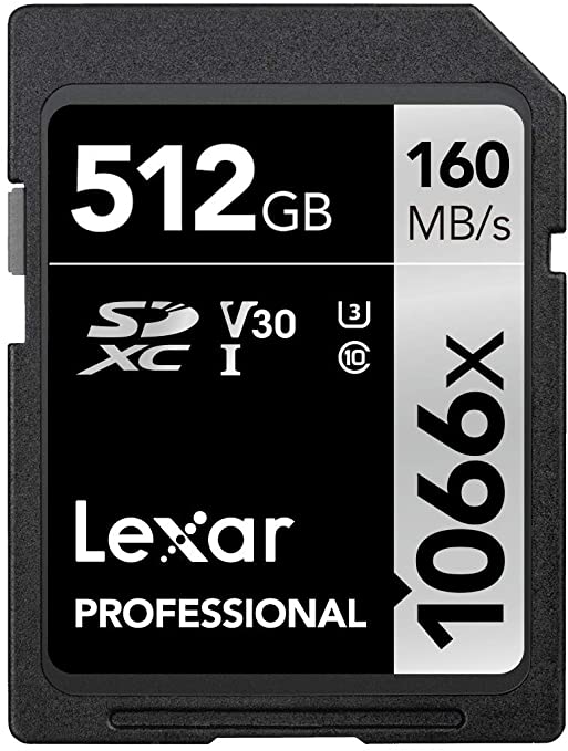 Lexar Professional 1066x 512GB SDXC UHS-I Card Silver Series, Up to 160MB/s Read, for DSLR and Mirrorless Cameras (LSD1066512G-BNNNU)