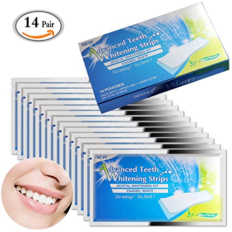 MLMSY 14 Pack Professional Teeth Whitening Strips Bright White Express Strips Save Removes Stains Fast Teeth Whitening Kit (14 Pack)