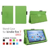 Elsse Fire 7 2015 Folio Case with Stand for Kindle Fire 7 5th Generation Sept 2015 Model - Green