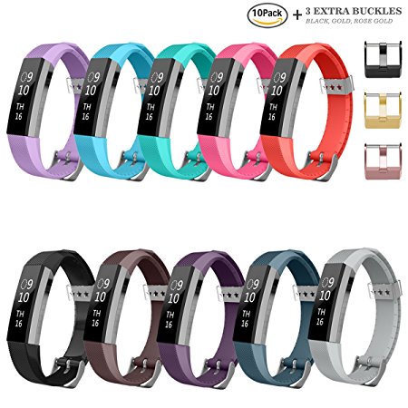 Fitbit Alta HR and Alta Band, AIUNIT Fitbit Alta Accessories Bands Watch Buckle Design Replacement Bands Small/Large for Fitbit Alta HR Wristbands With 3pack Extra Buckles for Women Men Boys Girls