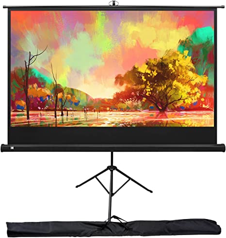 KODAK 60 Inch Projector Screen with Stand | Pull Down Projection Backdrop for Outdoor & Indoor Movies with Adjustable Tripod, White Matte Fabric Material & Storage Carry Case | Lightweight & Portable