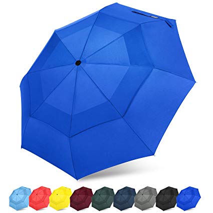 G4Free Compact Travel Umbrella with SAFE LOCK Windproof Double Canopy Auto Open Close Folding Umbrella