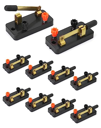 QWORK Educational Single Pole Knife Switch, 10 Pack Single Throw Electrical Switch for Making and Breaking a Single Electrical Connection Circuit Physics Laboratory Equipment