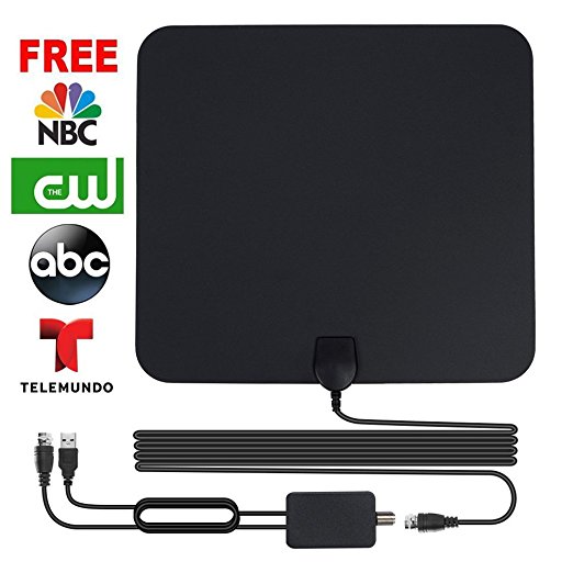 [Upgrade Version] Amplified HD TV Antenna Indoor Digital Amplifier Antenna Cable Booster 50 Mile Range Adjustable USB TV Antenna Adaptor with Detachable Amplifier Signal Booster-1080p-Free for Life