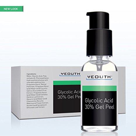 Glycolic Acid 30% Professional Chemical Face Peel with Retinol, Green Tea Extract - Acne Scars, Collagen Boost, Wrinkles, Fine Lines, Sun - Age Spots, Anti Aging, Acne - 1 fl oz - YEOUTH GUARANTEED
