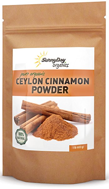 Organic Ceylon Cinnamon Powder - 1 Pound - Freshly Ground - True Ceylon Cinnamon From Sri Lanka - Unsweetened, Gluten-free, No Additives, Simply Delicious