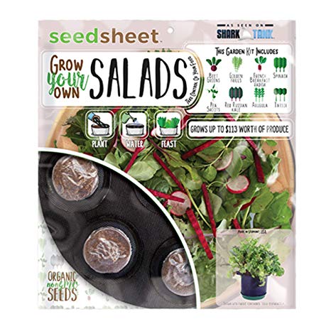 Home Garden Seeds – Seedsheet Grow Your Own Organic Gardening Pods – Eco Friendly Ingredients – Starter – Seedsheet Only (Salad)