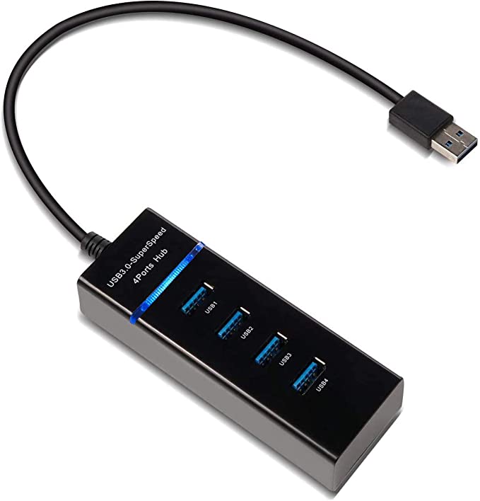 USB 3.0 Hub 4-Port, Ultra Slim Data USB Hub Compatible for MacBook, Mac Mini/Pro, Surface Pro, Notebook PC, Laptop, USB Flash Drives, Mobile HDD