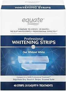 Equate Professional Teeth Whitening Strips, Enamel Safe, 40 Whitening Strips (20 Treatments)