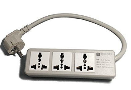 Wonpro Universal 3-outlet Power Strip for 110v-250v Worldwide World Wide Travel with Surge 13 Amps