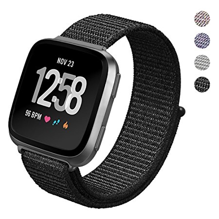 PUGO TOP Fitbit Versa Watch Bands Loop Small Large, Adjustable Closure Wrist Replacement Fitness Sport WristBands Woven Nylon Band Straps For Fitbit Versa Fitness Smart Watch Women Men