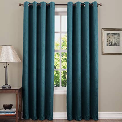 Sun Zero Leighton Crushed Texture Energy Efficient Grommet Curtain Panel, 50" x 95", Teal