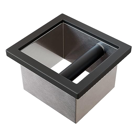 SANTOW Bottomless Knock Box Chute, Open Bottom Knock Box Chute, Built-in Desktop Waste Bucket, 3.2L Stainless Steel Bottomless Knocking Residue Box for Home, Cafe, Restaurant and Hotel Use