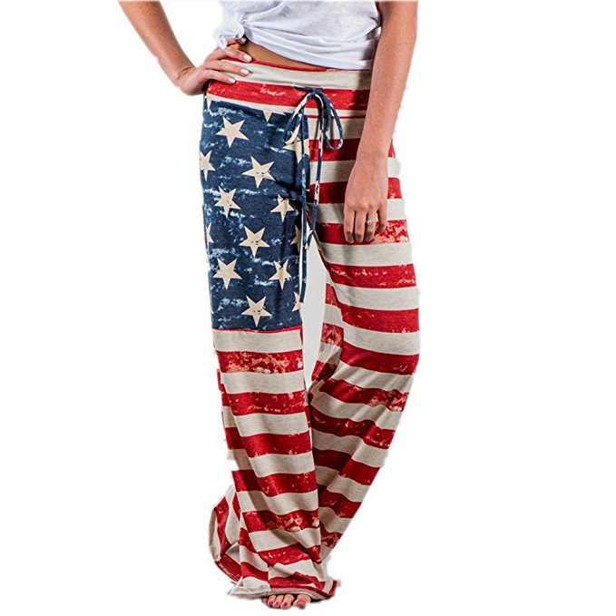 Happy GoGo Askwind 4th of July Womens American Flag Loungewear Trousers Leisure Cotton Bottoms