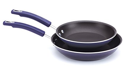 Rachael Ray Porcelain Enamel II Nonstick 9-1/4-Inch and 11-Inch Skillets Twin Pack, Purple Gradient