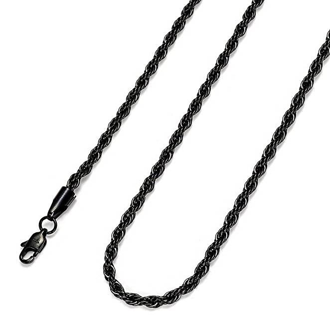 FIBO STEEL 4MM Stainless Steel Rope Chain Necklace for Men Women,16-36 inches