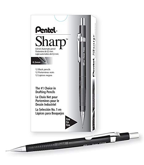 Pentel Sharp Automatic Pencil, 0.5mm Lead Size, Black Barrel(P205A)