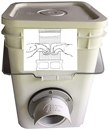 Muddy Hill Farm Poultry Bucket Feeder for Chickens, Ducks Holds 20lb of Crumbles, Pellet, Dry Feed. Use in or Outside Coop – Several Designs to Choose from.