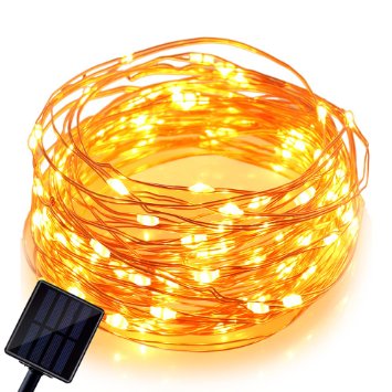 Solar String Lights, GDEALER 100LED 33ft Copper Wire Lights Waterproof Wire Rope Lights Ambiance Lighting for Outdoor Landscape Patio Garden Bedroom Camping Christmas Party Wedding(warm white) (2)