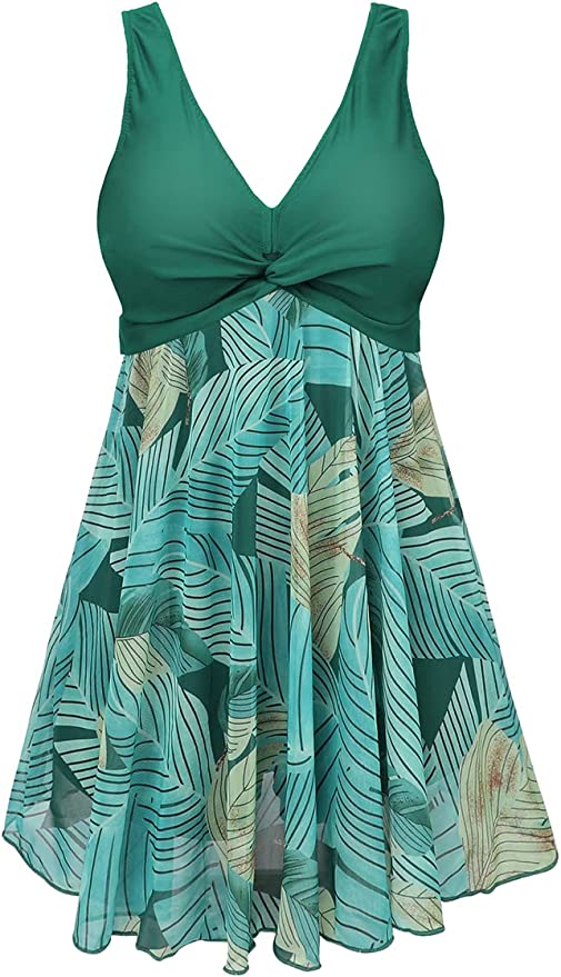 MiYang Womens Plus Size Swimdress Printing Padded High Waist Swim Suit