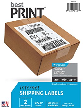 Best Print - 1000 Half Sheet - Best Print Shipping Labels - 5-1/2" x 8-1/2"