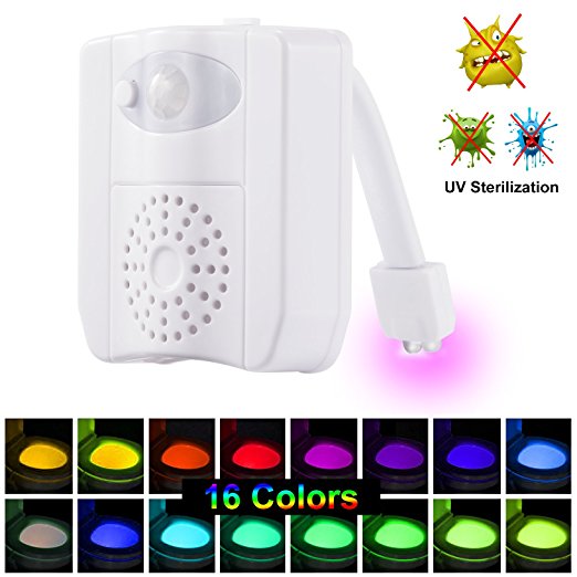 Toilet Light UV Sterilization, JESWELL 16-Color Motion Activated Led Toilet Bowl Light with Aromatherapy, Battery Operated, Smart Night Light, Fit Any Toilet