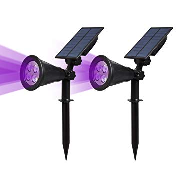 T-SUN [2 PACK] LED Solar Spotlights, Waterproof Outdoor Security Landscape Lamps, Auto-on/Auto-off By Day, 180 angle Adjustable for Tree, Patio, Yard, Garden, Driveway, Stairs, Pool Area(Purple)