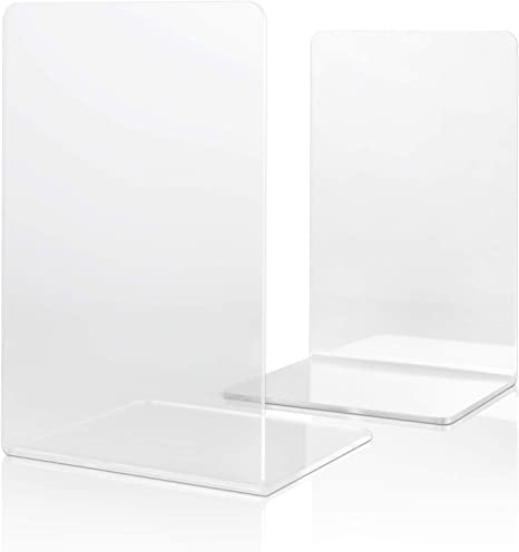 Bookend-Plastic Acrylic Bookends，Bookends，Book Ends for Shelves，Bookshelf Book Holder，Heavy Duty Book Ends (Transparent Book Ends)