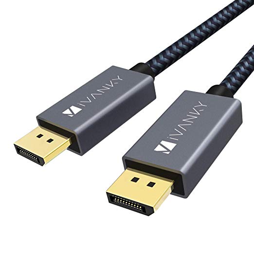 DisplayPort Cable, ivanky 3.3ft DP Cable [2K@165Hz, 2K@144Hz, 4K@60Hz] Nylon Braided Display Port Cable High Speed DisplayPort to DisplayPort Cable Compatible PC, Laptop, TV, Gaming Monitor - Grey