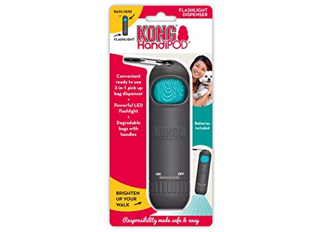 KONG HandiPOD - Flashlight Dispenser - Dog Waste and Poop Bag Dispenser with Built-in Flashlight - Includes Leash Clip