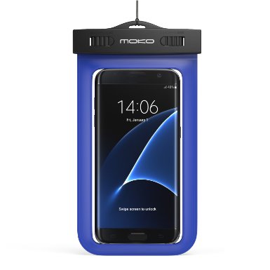 Universal Waterproof Case, MoKo Cellphone Dry Bag With Armband & Neck Strap for iPhone 7 / SE / 6s Plus / 6s / 6 , Galaxy Note 7 / S7 / S7 Edge, Also fits devices up to 6 inch, BLUE